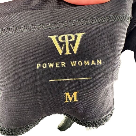 Power Woman Leggings Size M Running Fitted Compression Green Leaf Ankle Fitness - Picture 9 of 10